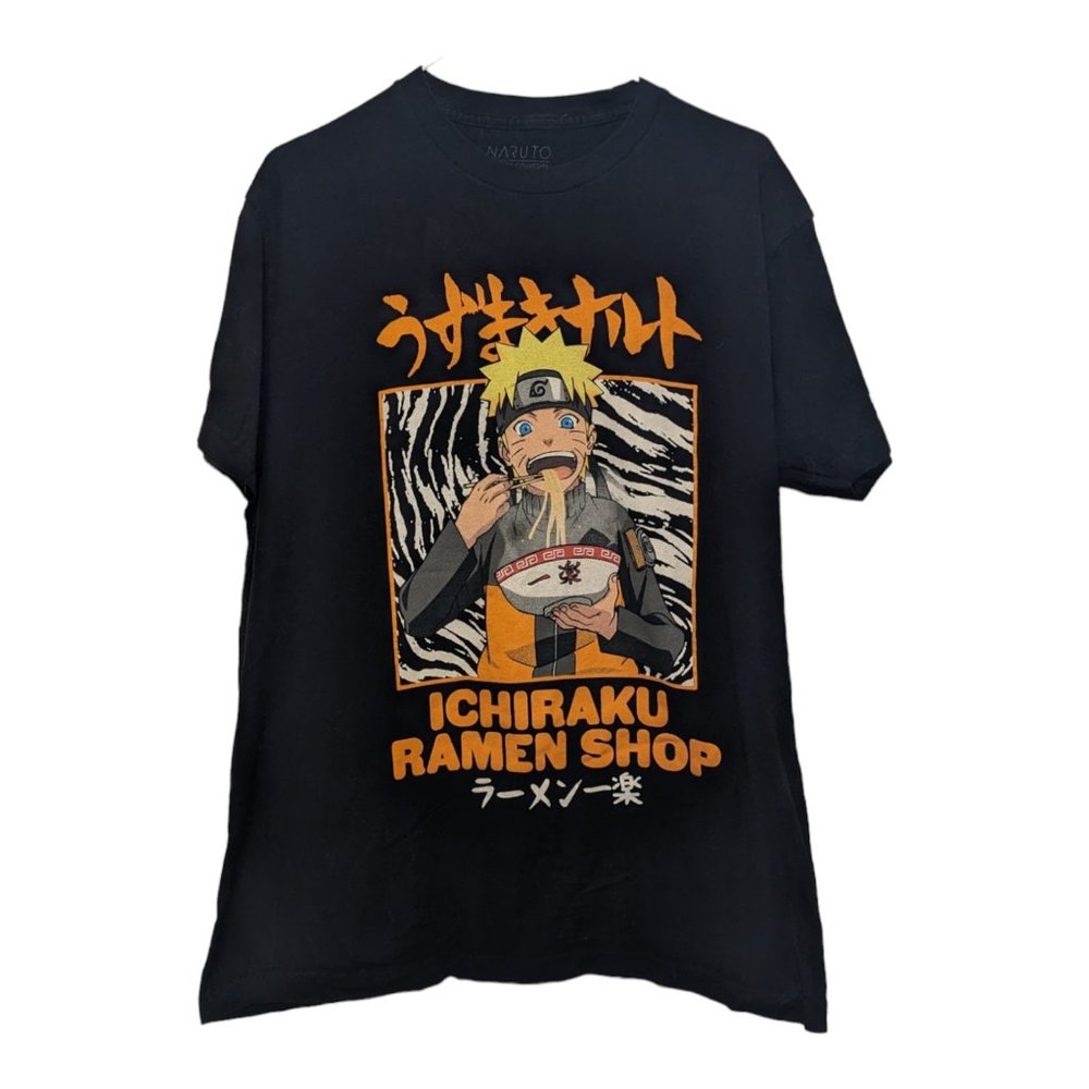 Vintage Y2k Naruto Shippuden Men’s T-Shirt Ichiraku Ramen Shop Black Size L
